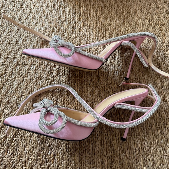 Mach & Mach Double Bow Satin Pumps Pink 110mm - Picture 10 of 14